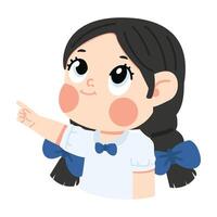 Kid student pointing with a finger vector