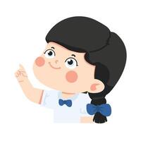 girl in school uniform pointing to something vector