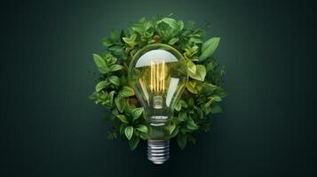 The bulb is located on the inside with leaves forest and the trees are in the light. Neural network photo