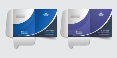 Modern corporate file folder template with digital elements, Minimal business stationery item, presentation folder design template, stationery template design vector