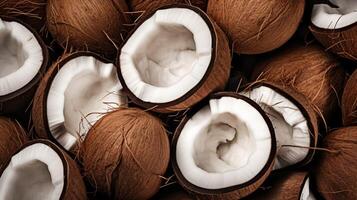 Lots of coconuts background. image photo