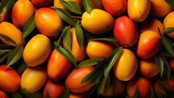 Group of yellow fresh ripe mango pattern. image photo