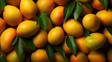 Group of yellow fresh ripe mango pattern. image photo