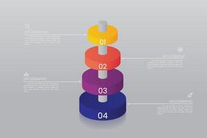 4-step 3D pie chart infographic template design vector
