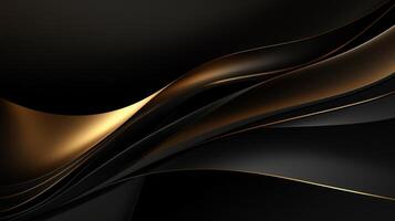 Abstract background with golden waves on black. Neural network photo