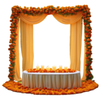 An Outdoor Wedding Table Setting with Candles and Flowers png