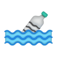 A bottle floating in the ocean with waves png