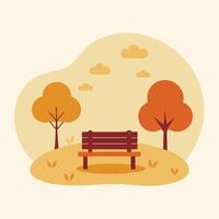 Nature's Palette A Peaceful Bench Surrounded by Autumn Trees vector
