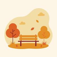 Charming Retreat The Inviting Bench in a Colorful Autumn Landscape vector