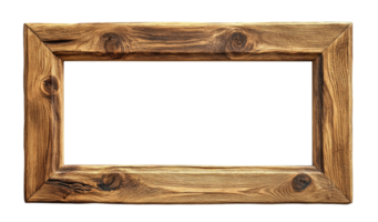 Rustic wooden frame with a textured surface perfect for displaying artwork or photos png