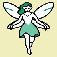 Enchanting Grace The Elegant Fairy with Green Wings vector