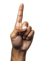 A single finger raised in the air indicating number one against a plain background png