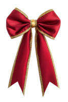 Decorative red and gold bow with long flowing ribbons, ideal for festive occasions and gifts png