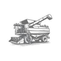Vintage Hand Drawn Combine Harvester Artwork vector