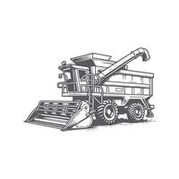 Detailed Hand Drawn Combine Harvester Design vector