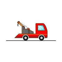 A red tow truck with a crane on the back vector
