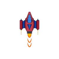 A spacecraft with double machine gun, double laser canon, and single thruster vector