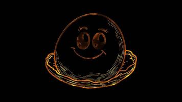 Neon frame effect, Egg - Represents breakfast items or protein sources on black background video