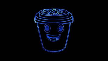 Neon frame effect, Coffee Bean - Indicates coffee or caffeine-related items on black background video