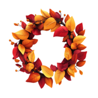 autumn wreath with leaves on transparent background png