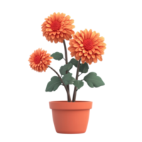 laranja flores dentro uma Panela em uma branco fundo png