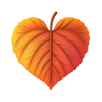3D icon cartoon Heart shaped autumn leaf 3D icon cartoon minimalist isolate on transparent background png