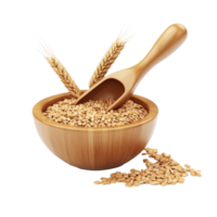 grain in a bowl and spoon on a transparent background png