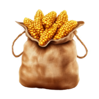 3D icon cartoon corn in sack on transparent background png