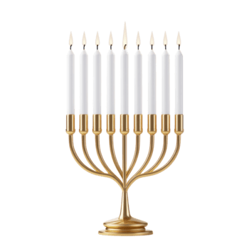 dorado Menorah con velas en un transparente antecedentes png