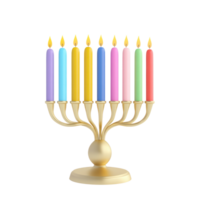 golden menorah with candles on a transparent background png