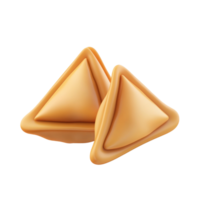 two triangular pieces of fried rice on a transparent background png