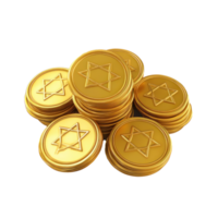 gold coins with star of david on them, on a transparent background png