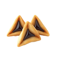 three triangular cookies with chocolate on them png