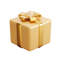 the Gold gift 3D icon cartoon minimalist isolate on transparent background png
