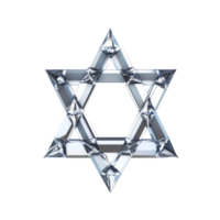 the Diamond Metal Star of David 3D icon cartoon minimalist isolate on transparent background png