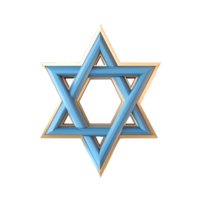 the pretty Gold and blue Judaism religious symbol star of david 3D icon cartoon minimalist isolate on transparent background png
