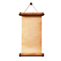 Old vertical paper scroll hanging 3D icon cartoon minimalist png
