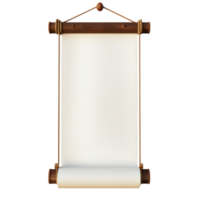 Old vertical scroll hanging 3D icon cartoon minimalist isolate on transparent background png