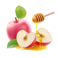 apple and honey on transparent background png
