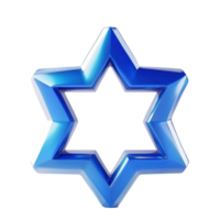 Blue Metal Star of David 3D icon isolate on transparent background png