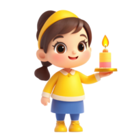 Happy Jewish little girl celebrate Hannukah isolate on transparent background png