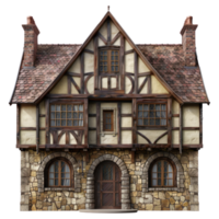 Tudor House front view full length isolate on transparency background png