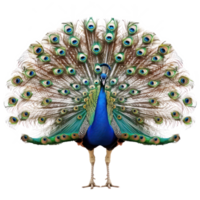 Peacock front view full body isolate on transparency background png