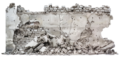 Concrete fragments of a destroyed building isolate on transparency background png