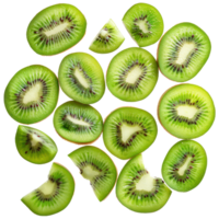 floated slices of kiwi isolate on transparency background png
