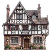 Tudor House front view full length isolate on transparency background png