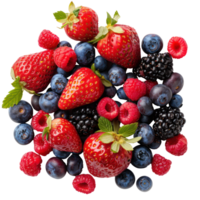 Heap of Fresh Mix berries, clipping path isolate on transparency background png
