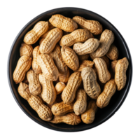 Peanuts in a bowl top view isolate on transparency background png