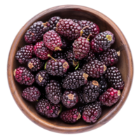 Fresh Mulberries in a bowl top view isolate on transparency background png