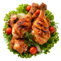 floated Fried chicken legs isolate on transparency background png